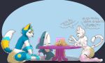 ageplay anthro bodily_fluids canid canine chair clothed clothing container cup diaper duo furniture genital_fluids hi_res hybrid kettle male mammal plate plushie roleplay soiled_diaper sonpop table tea_cup tea_party tongue tongue_out unclean_diaper urine used_diaper wearing_diaper wet_diaper