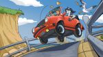 16:9 anthro avian bird bread canid car cliff duo female food gull human knead_for_speed_(spacedimsum) lari larid lockheed_martini male mammal vehicle widescreen