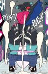 ambiguous_fluids anal anal_fingering anthro avian backsack balls bathroom bird bottomwear bottomwear_down clothed clothing corvid corvus_(genus) crow drstrangeluvve fingering genitals graffiti hi_res hoodie male onomatopoeia oscine panties panties_down pants pants_down partially_clothed passerine public_restroom restroom_stall solo sound_effects text toilet topwear underwear underwear_down zestyremedy