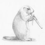  feral flute foxia fur greyscale mammal monochrome musical_instrument plain_background praire_dog prairie_dog rodent simple_background solo standing white_background 