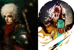  1girl bastion collage company_connection lips muju nose realistic red_(transistor) red_hair supergiant_games the_kid_(bastion) the_transistor transistor_(game) white_hair work_in_progress 