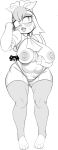 absurd_res accessory anthro big_breasts breasts clothing crop_top feet female hair_accessory hair_ribbon hankerchief head_tuft hi_res hornybell0 lagomorph legwear leporid lips long_ears mammal monochrome rabbit ribbons sega shirt solo sonic_the_hedgehog_(series) thick_lips thigh_highs thong topwear tuft underwear vanilla_the_rabbit