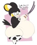 absurd_res animal_print animal_print_thigh_highs anthro arthur_(justkindofhere) belly big_belly big_moobs black_body black_fur bodily_fluids braces clothing cow_print cow_print_elbow_gloves cow_print_thigh_highs datmofo4 emolga eyewear fur generation_5_pokemon glasses hi_res justkindofhere lactating legwear looking_at_viewer machine male male_lactation milking_machine moobs navel nintendo open_mouth outie_navel overweight pattern_clothing pattern_legwear pattern_thigh_highs pokemon pokemon_(species) pregnant solo thick_thighs thigh_highs wearing_glasses white_body white_fur yellow_cheeks