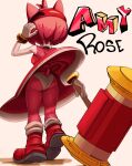 accessory amy_rose anthro boots bracelet butt clothing dress elesonosequemas eulipotyphlan female footwear fur gloves hair_accessory hairband hammer handwear hedgehog hi_res jewelry looking_away mammal panties pink_body pink_fur sega shoes simple_background solo sonic_the_hedgehog_(series) tail tools underwear white_background