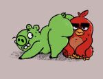 2026 angry_birds anthro ass_up avian beak big_butt bird black_eyes bodily_fluids butt butt_on_face cardinal_(bird) curled_tail digital_media_(artwork) domestic_pig duo feathers front_view green_body green_ears green_nose green_tail grey_background hair half-closed_eyes horny_bunjester looking_at_another looking_back male male/male mammal multicolored_body multicolored_feathers narrowed_eyes orange_beak oscine passerine pig_(angry_birds) red_(angry_birds) red_body red_feather_hair red_feathers red_hair rovio_entertainment sega simple_background sitting smile suid suine sus_(pig) sweat tail teeth the_angry_birds_movie thick_thighs two_tone_body two_tone_feathers