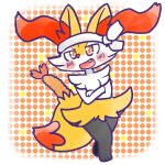 1:1 2024 accessory ambiguous_anthro ambiguous_gender annyui0611 anthro biped blush blush_stickers border braixen canid cute_fangs digital_drawing_(artwork) digital_media_(artwork) dipstick_tail fangs food front_view full-length_portrait generation_6_pokemon headband hi_res japanese_description mammal markings nintendo object_in_tail open_mouth open_smile pokemon pokemon_(species) portrait shrimp_(food) simple_background smile solo standing tail tail_markings teeth translated_description white_border