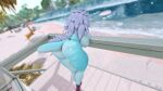 16:9 3d_(artwork) alopexalopexwh1 anthro aquatic aquatic_dragon balcony beach beach_house big_breasts bikini blue_body blue_breasts blue_skin blue_water breasts bubble_butt butt clothed clothed_female clothing digital_media_(artwork) disney dragon eastern_dragon female female_anthro footwear fur furred_dragon furred_scalie hair hi_res looking_down magenta_bikini mythological_creature mythological_scalie mythology palm_tree plant purple_hair raya_and_the_last_dragon resting rock sand scalie shoes shrub sisu_(ratld) sky solo swimwear tail tree two-piece_swimsuit widescreen
