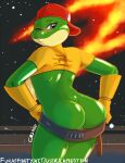2016 amphibian anthro baseball_cap belt big_breasts big_butt blue_eyes breasts bubble_butt butt clothing cosmic_background countershade_face countershade_torso countershading crop_top crossgender curvy_figure dated female frog furaffinity_handle glistening glistening_body glistening_skin gloves green_body handwear hat headgear headwear lapinstein lips logo_on_clothing mtf_crossgender nebula nintendo non-mammal_breasts red_clothing red_hat red_headwear shirt side_boob signature slippy_toad solo space space_background star star_fox text toad_(frog) topwear url utility_belt window yellow_clothing yellow_gloves yellow_handwear yellow_shirt yellow_topwear
