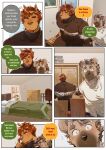 2026 ^_^ absurd_res anthro bed bed_covers bedding bedroom black_clothing black_sweater black_topwear booboo34 bookshelf brown_body brown_fur brown_hair chair clothing comic conjoined_speech_bubble desk dialogue dresser duo eighth_note english_text equid equine eyes_closed facial_hair fingerless_(marking) fur furniture goatee green_speech_bubble hair hangars hi_res holding_object holding_suitcase horse humming hyena james_sanchez male mammal notched_ear office_chair orange_speech_bubble pillow portrait_(object) scratching smile speech_bubble spotted_hyena suitcase sweater table tan_body tan_fur tan_hair text theo_anderson topwear white_clothing white_sweater white_topwear