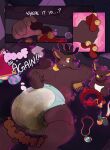 accident amomon anthro bat bell bell_collar blonde_eyebrows blue_eyes book brown_body brown_fur brown_tail clothed clothing collar comic comic_panel cursed_object deer dialogue diaper diaper_only easter easter_egg english_text eyebrows feces fur fuzz_(breakfastfuzz) grabbing_object hi_res holidays hybrid jewelry lying magic magic_aura magic_glow male mammal megabat new_world_deer on_front onomatopoeia pacifier pattern_diaper pendant pink_magic plushie pooping pooping_diaper red_collar reindeer reindeer_antlers scarf soiled_diaper soiling soiling_diaper solo sound_effects spellbook stained_diaper tail text topless transformation unclean_diaper under_bed used_diaper using_diaper wearing_diaper white_sclera yellow_ears yellow_nose yellow_scarf