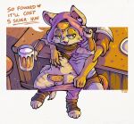 absurd_res alcohol animal_genitalia animal_penis anthro balls bedroom_eyes beer beer_mug beverage bottomwear bottomwear_down clothed clothing container cup dialogue digital_media_(artwork) domestic_cat dungeons_and_dragons duo english_text erection feet felid feline feline_genitalia feline_penis felis fur furniture genitals half-closed_eyes hasbro hi_res holding_container holding_cup holding_mug holding_object holding_partner hoodie male male/male mammal mug narrowed_eyes onihidden pantherine pants pants_down partially_clothed penile penile_spines penis prostitution raised_clothing raised_topwear seductive sitting smile spread_legs spreading stool tabaxi tail tavern text toes topwear undressing undressing_another wizards_of_the_coast