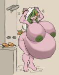 anthro aquatic areola belly big_belly big_breasts breasts digital_drawing_(artwork) digital_media_(artwork) domestic_cat drying drying_hair eyewear felid feline felis female fish glasses green_areola green_hair green_nipples hair hair_over_eyes hi_res huge_belly hybrid hyper hyper_belly hyper_pregnancy mammal murninatair navel nipples nude nude_anthro nude_female open_mouth orange_nose outie_navel pregnant pregnant_anthro pregnant_female puddle round_glasses short_tail shower standing tail water