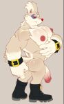 2025 anthro big_butt big_muscles big_pecs boots buckle butt clothing cuffs_(clothing) facial_tuft fangs footwear fur genitals hi_res humanoid_genitalia humanoid_hands humanoid_penis hunnipanda idw_publishing male mammal markings mephitid mostly_nude muscular nipples pecs penis red_nose sega shoes skunk solo sonic_the_hedgehog_(comics) sonic_the_hedgehog_(idw) sonic_the_hedgehog_(series) standing striped_body striped_fur striped_markings striped_tail stripes tail tail_markings tan_body tan_fur teeth thick_penis top_heavy tuft tumble_the_skunk