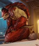 3d_(artwork) alien anal anus big_butt bioware butt cheap-wazoo commander_shepard dialogue digital_media_(artwork) dominant duo electronic_arts english_text facesitting hand_on_leg hand_on_thigh hi_res human humanoid krogan looking_at_another looking_back looking_pleasured male male_rimmed male_rimming male_rimming_male mammal mass_effect oral rimming sex sitting sitting_on_another size_difference stinkface tail text urdnot_wrex