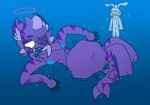 1_eye ambiguous_gender angel anthro aquatic being_watched belly big_belly blue_mouth blue_nipples blue_tongue blush bubble claws eyewear fantafur felid female female_pred finger_claws fish fur glasses glowing glowing_eyes goggles halo hi_res hip_(fantafur) huge_belly hybrid lagomorph leporid line_art looking_at_another lychee_(fantafur) mammal navel nervous nipples no_pupils nude open_mouth pantherine partially_submerged pink_body pink_fur predator/prey purple_body purple_fur rabbit satisfied shaded shark shark_tail shocked stripes swimming_goggles tiger tongue toony underwater vore watching_from_afar water white_body white_eyes white_fur