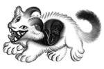 2025 3_eyes ambiguous_gender claws duo endosoma eyes_closed feral fluffy fluffy_tail fur hi_res horn human ink-the-artist mammal monochrome monster multi_eye paws safe_vore tail teeth vore