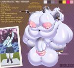 abstract_background absurd_res anthro arctic_fox balls before_and_after belly big_balls big_belly big_breasts big_nipples big_penis breasts canid canine cigarette cigarette_holder color_swatch deep_navel dialogue english_text eyes_closed fluffy fox genitals gesture golden_claws grey_hair gynomorph hair hand_gesture hand_on_hip hi_res holding_object huge_balls huge_penis hyper hyper_balls hyper_genitalia hyper_penis intersex mammal mature_gynomorph mature_intersex model_sheet morbidly_obese navel nipples nude obese overweight penis photo pink_nipples ponytail red_eyes short_hair smile smoking smoking_cigarette solo standing sv3n tail text thick_thighs true_fox v_sign white_balls white_penis white_tail