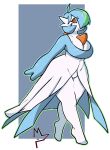 2026 absurd_res antenna_hair big_breasts blue_body blue_hair breasts chest_spike cleavage clothed clothing digital_drawing_(artwork) digital_media_(artwork) donedoggo dress eyelashes featureless_crotch female female_humanoid full-length_portrait gardevoir generation_3_pokemon green_hair hair hi_res humanoid looking_at_viewer multicolored_hair nintendo orange_eyes pokemon pokemon_(species) portrait pseudo_clothing shiny_pokemon solo spikes spikes_(anatomy) thick_thighs two_tone_hair walking white_body wide_hips