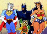 abs alternate_species alternate_universe anthro avian bat_hound batman batman_(series) biceps bird canid canine canis clothing dc_comics domestic_dog female furrification group kangaroo krypto macropod male mammal marsupial muscular muscular_anthro muscular_female muscular_male muscular_thighs oscine passerine pecs robin_(bird) robin_(dc) superman thewill thick_thighs tight_clothing wonder_woman