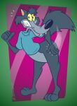 2024 3_toes 4_fingers abstract_background alternate_version_at_paywall anthro arched_back ass_up bared_teeth barefoot belly big_butt big_tail biped black_eyes black_nose blue_clothing blue_shirt blue_t-shirt blue_topwear bottom_heavy bottomless bottomless_anthro bottomless_male butt butt_slap canid canine canis cheek_tuft clenched_teeth clothed clothing colored curvy_figure digital_drawing_(artwork) digital_media_(artwork) facial_tuft fangs feet fingers flat_colors floating_eyebrows fluffy fluffy_tail fur gavanzude gesture glance grey_belly grey_body grey_fur grin grinning_at_viewer hand_gesture happy head_tuft hi_res humanoid_feet humanoid_hands humanoid_heel lines_drawn looking_aside looking_aside_at_viewer looking_at_viewer male mammal mascot motion_lines multicolored_body multicolored_fur open_mouth open_smile paws pear-shaped_figure pink_inner_ear pinup plantigrade pointing pointing_at_self pointing_with_thumb pointy_ears pose sharp_teeth shirt shirt_only signature slap slapping_own_butt slapping_self smile smiling_at_viewer smirk smirking_at_viewer snaggle_tooth solo standing t-shirt t-shirt_only tail teeth teletoon thick_calves toes toony toothy_grin topwear topwear_only tuft two_tone_body two_tone_fur wide_hips wolf wolf_(wolf_and_gopher) wolf_and_gopher yellow_sclera