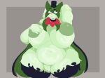 absurd_res anthro areola big_breasts breasts butt domestic_cat emobunny felid feline felis female female_anthro fur generation_9_pokemon genitals green_areola green_body green_fur green_nipples hi_res makeup mammal mascara meowscarada nintendo nipples pokemon pokemon_(species) solo thick_thighs vulva