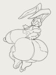 2026 anthro areola big_breasts big_butt big_nipples breasts butt circle_eyebrows curvy_figure digital_drawing_(artwork) digital_media_(artwork) eyebrows female female_anthro fingers five_nights_at_freddy's hi_res huge_breasts huge_butt huge_nipples lagomorph leporid long_ears looking_back mammal monochrome nipples nsfwoaf pawpads rabbit scottgames seam_(sewing) simple_background sketch smile solo stitch_(sewing) vanny_(fnaf) whiskers white_background
