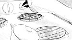 16:9 anthro appliance canid canine canis close-up dial domestic_dog dragonweirdo hi_res kettle male mammal monochrome puck_(dragonweirdo) sleeves solo sparks stove turning widescreen