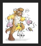 3_fingers 3_toes 4_toes anthro bandai_namco border brown_body brown_fur claws conjoined danwolf15 digimon digimon_(species) digivice english_text feet female finger_claws fingers foot_hands fur grey_background grey_border hand_feet handpaw looking_down looking_down_at_self looking_up_at_another male male/female mammal mid_transformation mustelid nightmare_fuel one_foot_raised otter panicking pawpads paws pink_nose pink_pawpads pushmi-pullyu renamon simple_background solo sound_effects speech_bubble tail tan_body tan_fur text toe_claws toes transformation upside_down_transformation whiskers white_background white_body white_fur worried yellow_body yellow_fur
