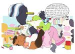 4_toes abdl abuniverse accident amomon anthro ballet black_body black_eyes black_fur blue_body blue_fur blue_tail blush bodily_fluids bottomless bottomwear brown_body brown_fur budd_hawhee_(dexarooni) chart clothed clothing container cup dance_shoes dancewear dialogue diaper diaper_on_face dinosaur duo english_text equid equine eyebrows facesitting fart feces feet footwear fritz_(fritzdaskunk) fur gaming genital_fluids green_eyes grey_tail hair hi_res hoodie hoodie_only horse legs_on_shoulders little_kings little_kings_(diaper) lying male male/male mammal mephitid nervous nintendo nintendo_switch nursery onomatopoeia pawpads pink_bottomwear pink_clothing pink_footwear pink_nose pink_shoes playing_video_game plushie pointe_shoes pony pooping prehistoric_species raised_tail reptile scalie shoes sitting sitting_on_another skirt skunk soiled_diaper soiling soiling_diaper sound_effects speech_bubble straddling tail tea_cup teapot text toes topwear topwear_only tutu unclean_diaper urine used_diaper using_diaper wearing_diaper weather_chart wet_diaper wetting wetting_diaper white_body white_eyebrows white_feet white_fur white_hair white_hands white_sclera white_tail yapping