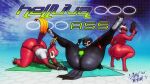 16:9 2026 4_fingers all_fours anthro balls beak big_butt black_body black_hair black_nipples bracelet bulge butt clothed clothing crouching digit_ring english_text eyewear feet femboy fingers footwear genitals glasses group gun hair half-closed_eyes handgun hellaverse helluva_boss hi_res high_heels huge_butt humanoid imp jewelry jockstrap looking_at_viewer lying male moxxie_(helluva_boss) multicolored_body multicolored_hair narrowed_eyes nipples on_back one-piece_swimsuit owl_demon pistol ranged_weapon red_body red_sclera shoes signature sligarthetiger sling_bikini spade_tail spread_legs spreading stolas_(helluva_boss) sunglasses swimwear tail text thick_thighs toes towel trio two_tone_body two_tone_hair underwear vassago_(helluva_boss) weapon white_eyes white_hair widescreen