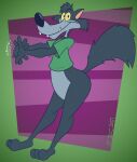 2024 3_toes 4_fingers abstract_background alternate_version_at_paywall anthro arched_back barefoot belly big_butt big_tail biped black_eyes black_nose bottom_heavy bottomless bottomless_anthro bottomless_male butt canid canine canis cheek_tuft clothed clothing colored crack_(sound_effect) cracking_knuckles curvy_figure digital_drawing_(artwork) digital_media_(artwork) eyebrows facial_tuft fangs feet fingers flat_colors floating_eyebrows fluffy fluffy_tail fur gavanzude glance green_clothing green_shirt green_t-shirt green_topwear grey_belly grey_body grey_fur head_tuft hi_res humanoid_feet humanoid_hands humanoid_heel lines_drawn looking_aside looking_aside_at_viewer looking_at_viewer male mammal mascot multicolored_body multicolored_fur paws pear-shaped_figure pinup plantigrade pose raised_eyebrow raised_tail shirt shirt_only signature smile smiling_at_viewer snaggle_tooth solo sound_effects standing t-shirt t-shirt_only tail teeth teletoon toes toony topwear topwear_only tuft two_tone_body two_tone_fur wide_hips wolf wolf_(wolf_and_gopher) wolf_and_gopher yellow_sclera
