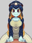 2023 3:4 absurd_res animal_humanoid apron aquatic aquatic_humanoid arm_fin artist_name big_breasts blue_body blue_hair blue_scales blue_skin blush breasts circlet cleavage clothed clothing dagonian digital_drawing_(artwork) digital_media_(artwork) duo female female_focus fin fin_hair first_person_view fish fish_humanoid front_view grey_background hair hands_on_torso hi_res human human_on_humanoid human_pov humanoid interspecies legwear long_hair looking_at_viewer male male/female male_pov mammal minette painting_fish pink_pupils ponytail pseudo_hair pupils scales simple_background sitting sitting_on_another skullgirls smile smiling_at_viewer straddling text thigh_highs yellow_sclera