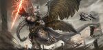 2025 ambiguous_gender ancient_dragon animal_humanoid black_sclera blue_eyes braided_hair breasts claws column digital_media_(artwork) dragon dragon_humanoid duo elden_ring electricity female fromsoftware grey_body grey_hair grey_scales hair hi_res holding_melee_weapon holding_object holding_weapon horn humanoid jumping lambdakat lightning melee_weapon mythological_creature mythological_scalie mythology red_lightning_bolt scales scalie size_difference tail weapon wings