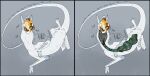 abdominal_bulge anthro anthro_prey black_insides black_tongue blue_mane dragon feral feral_pred fur furred_dragon furred_scalie hi_res larger_pred long_tongue male male/male mane multiple_prey mythological_creature mythological_scalie mythology neck_bulge oral_vore rejkariel scalie size_difference sklifos soft_vore swallowing tongue vore white_body white_fur x-ray_view