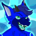 1:1 absurd_res anthro digital_media_(artwork) dragon figon fur hair hi_res icon looking_at_viewer male mythological_creature mythological_scalie mythology open_mouth portrait scalie simple_background smile solo teeth tongue