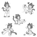 1:1 2026 acting_like_a_cat anthro bikini clothed clothing disembodied_hand domestic_cat eyewear felid feline felis female gameoverse glitch_productions goggles greyscale hair hi_res humanoid_hands juice_box kit_bodega kneeling lying mammal monochrome nekostar on_back pawpads petting purring signature simple_background sitting solo standing swimwear two-piece_swimsuit white_background
