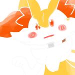 1:1 2024 ambiguous_anthro ambiguous_gender annyui0611 anthro blush blush_stickers bodily_fluids braixen bust_portrait canid digital_drawing_(artwork) digital_media_(artwork) drooling front_view generation_6_pokemon japanese_description mammal nintendo open_mouth pokemon pokemon_(species) portrait saliva simple_background solo translated_description