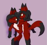 against_surface against_wall ambiguous_penetration anthro breasts canid canine cyrus_nightfire duo female femboy fox genitals held_up male male/female mammal nightfire penetration penis selfcest square_crossover