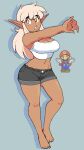 2025 5_fingers 5_toes :o absurd_res armpit_hair autumn_(genocityzone) bangs barefoot black_bottomwear black_clothing black_nails black_shorts black_toenails body_hair bottomwear breasts brown_body brown_breasts brown_ears brown_skin cartoon_freckles cleavage clothed clothed_female clothed_humanoid clothing colored_nails crop_top crotch_lines digital_media_(artwork) drop_shadow elf eyelashes feet female female_humanoid fingers freckled_breasts freckled_face freckled_hips freckled_knees freckled_legs freckled_shoulders freckles genocityzone hair hi_res humanoid humanoid_pointy_ears long_eyelashes long_hair looking_aside mario_bros nails navel nintendo not_furry open_mouth orange_eyes paper_mario pointy_ears pupils shirt shorts tan_hair toenails toes topwear white_clothing white_crop_top white_pupils white_sclera white_topwear