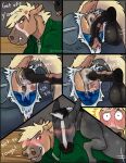 absurd_res amused anal anal_penetration animal_genitalia animal_penis annoyed anthro anthro_on_feral anus asinus assisted_exposure balls becoming_erect bestiality bodily_fluids caught_in_the_act clothing comic donkey dry_humping equid equine equine_anus equine_genitalia equine_penis erection farrier feral flaccid_to_erect from_behind_position genital_fluids genitals grinding group hi_res horse male male/male mammal mounting penetration penis precum puffy_anus questionable_consent sex speech_bubble surprise_buttsex surprise_sex torn_clothing trio yamatopawa