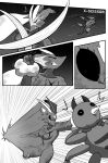 1_horn 2026 absurd_res ambiguous_feral ambiguous_gender anthro arthropod arthropod_webbing biped black_sclera blinded blood bodily_fluids breasts chest_wound comic cuchuflin digital_drawing_(artwork) digital_media_(artwork) duo featureless_breasts female female_anthro feral fight generation_2_pokemon generation_4_pokemon grabbing_another greyscale hi_res holding_another horn lopunny monochrome nintendo pokemon pokemon_(species) size_difference slashing spinarak spinny_(cuchuflin) wounded