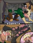 absurd_res amused anal anal_penetration animal_genitalia animal_penis annoyed anthro anthro_on_feral anus asinus assisted_exposure balls becoming_erect bestiality bodily_fluids bucephalus caught_in_the_act clothed clothed_sex clothing comic cum cum_drip cum_in_ass cum_inside donkey dripping dry_humping english_text equid equine equine_genitalia equine_penis erection farrier feral flaccid_to_erect from_behind_position genital_fluids genitals grinding group hi_res hinting_sex horse internal internal_anal male male/male mammal mounting orgasm orgasm_face penetration penis precum questionable_consent sex speech_bubble surprise_buttsex surprise_sex text torn_clothing trio yamatopawa