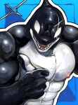 abs absurd_res aquatic black_body cetacean digital_drawing_(artwork) digital_media_(artwork) dolphin eeeeeetrt half-length_portrait hi_res male mammal multicolored_body nipples oceanic_dolphin orca pecs portrait scar solo teeth toothed_whale two_tone_body white_body