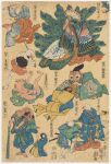19th_century absurd_res accipitrid accipitriform ambiguous_anthro ambiguous_gender anatid ancient_art anseriform anthro asian_clothing avian beak biped bird bottomwear clothed clothed_ambiguous clothed_anthro clothing duck east_asian_clothing eboshi feathered_crest feathers feet folding_fan galliform group hakama hand_fan hands_together head_crest headgear headwear heron hi_res holding_fan holding_katana holding_melee_weapon holding_object holding_sword holding_weapon humanoid_feet humanoid_hands japanese_clothing japanese_text katana kimono kneeling lying melee_weapon obi obijime on_back owl pattern_clothing peacock_feather peafowl pelecaniform phasianid plantigrade praying praying_hands print_clothing simple_background sitting standing sword tail tail_feathers text traditional_media_(artwork) utagawa_kuniyoshi weapon