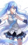  aqua_eyes aqua_hair hatsune_miku long_hair necktie smile solo takko twintails vocaloid 