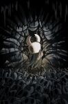 2026 2_horns ambiguous_gender arthropod biped black_body cloak clothed clothing hi_res hollow_knight_(franchise) horn kumorage melee_weapon nail_(weapon) solo standing team_cherry the_knight_(hollow_knight) vessel_(species) weapon weapon_on_back