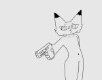 animated animated_gif anthro ash_baby_(meme) black_and_white daniel_the_gun_(wdaf) felid feline female flat_chested gun handgun male mammal meme monochrome ranged_weapon shitpost short_playtime standing sylas_(wdaf) thick_thighs wdaf wdaf_(characher) weapon