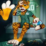 1:1 3_toes adidas anthro ball ceo_of_paws clothing feet felid feline fifa foot_fetish foot_on_face hi_res jaguar male male/male mammal mexico_national_football_team pantherine smothering soccer_ball soccer_jersey soccer_uniform soles solo sportswear toes uniform zayu_(fifa)