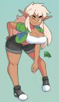 2025 amphibian autumn_(genocityzone) bangs big_breasts black_bottomwear black_clothing black_eyebrows black_footwear black_shoes black_shorts bottomwear breasts brown_body brown_breasts brown_ears brown_skin cartoon_freckles cleavage clothed clothed_female clothed_humanoid clothing collarbone crop_top digital_media_(artwork) drop_shadow elf eyebrows eyelashes female female_humanoid footwear freckled_breasts freckled_face freckled_knees freckled_legs freckles frog genocityzone green_clothing green_jacket green_topwear hair hi_res humanoid humanoid_pointy_ears jacket leaning leaning_forward long_eyelashes long_hair looking_aside navel not_furry one_eye_closed open_clothing open_jacket open_topwear orange_eyes pointy_ears pose pupils shirt shoes shorts solo tan_hair thick_eyebrows topwear white_clothing white_crop_top white_pupils white_sclera white_topwear wink