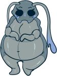 2026 alpha_channel antennae_(anatomy) anthro arthropod beetle belly biped black_eyes blue_and_white bretta_(hollow_knight) empty_eyes eyebrows eyelashes female hi_res hollow_knight_(franchise) insect looking_at_viewer monochrome solo standing team_cherry worst-at-life